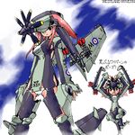  aircraft airplane ascii_art blue_eyes cloud contra-rotating_propellers lowres mecha_musume mechanical_wings multiple_girls oekaki open_mouth original panties personification pink_hair pose propeller rocket royal_navy sky underwear wings wyvern_(airplane) yonezuka_ryou 