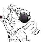  balls big_balls canine claws cum cumshot cursedmarked erection grin looking_at_viewer male muscles nude orgasm penis piercing presenting sketch solo standing tail wolf 