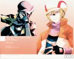  absurdres artbook artist_name blonde_hair character_name fabian_the_fastman fingerless_gloves freckles gloves gradient gradient_background green_eyes hat highres numbered orange_background scan senkou_no_ronde sogabe_shuuji takayama_mizuki unzipped 