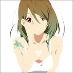  brown_hair dress extra hand_on_own_face k-on! lowres mizuki_makoto nail_polish red_eyes solo tachibana_himeko tattoo triangle 