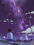  looking_up male_focus night night_sky ominae original purple sky solo star_(sky) starry_sky 