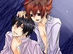  2boys hibari_kyouya katekyo_hitman_reborn katekyo_hitman_reborn! kyouya_hibari multiple_boys sawada_tsunayoshi yaoi 