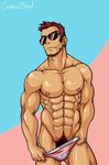  abs bara beach corsola glasses muscle muscles muscular pink pubes pubic_hair shades solo sunglasses water 