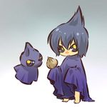  barefoot black_eyes black_hair blue_eyes frown gen_3_pokemon ghost hitec moemon onion personification pointy_hair pokemon pokemon_(creature) shuppet yellow_eyes 