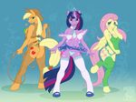  anthro applejack_(mlp) blush bra butt equine female fluttershy_(mlp) friendship_is_magic hooves horse looking_at_viewer my_little_pony pegasus pony pose twilight_sparkle_(mlp) unicorn wings 