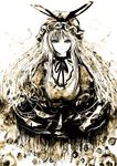  bad_id bad_pixiv_id bow choker hat hat_ribbon long_hair monochrome namonaiteidono ribbon solo touhou upper_body yakumo_yukari 