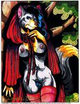  canine crimson daphne_lage female forest little_red_riding_hood nude scan tree wolf 