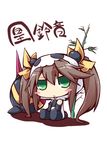  :x animal_costume bamboo blush_stickers brown_hair chibi green_eyes hair_ribbon huang_lingyin infinite_stratos long_hair panda_costume reku ribbon sitting solo very_long_hair 