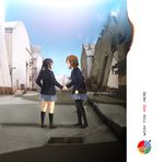  2girls 71 album_cover black_hair blazer blush brown_eyes brown_hair building closed_eyes cover debris hirasawa_yui holding_hands jacket k-on! kneehighs long_hair multiple_girls nakano_azusa pantyhose parody pink_floyd ruins school_uniform shoes short_hair single_shoe skirt tears wish_you_were_here 