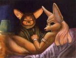  canine duo ear_piercing eyes_closed female fennec fox jewelry mammal nude piercing robe steve_gallacci 