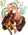  aqua_eyes boots hall_jion headphones long_hair megurine_luka pink_hair skirt smile solo thighhighs very_long_hair vocaloid 