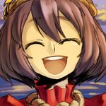  eyes_closed female happy lowres purple_hair smile space_jin spacezin supeesujin teeth touhou yasaka_kanako 