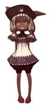  arms_behind_back bad_id bad_pixiv_id dark_skin dress face hat highres kansou_samehada open_mouth original pigeon-toed smile solo twintails white_hair yellow_eyes 