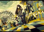  1girl amusement_park bad_id bad_pixiv_id bow bunny carousel ferris_wheel hair_bow hairband letterboxed long_hair original scarf sitting skirt standing thighhighs yuuichi_(bobobo) zettai_ryouiki 