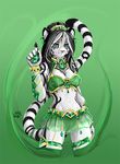  black black_hair body_markings bra bracelet breasts cleavage ears face_markings feline female gem green_eyes hair jewelry looking_at_viewer markings solo standing tail thumbclawz tiger white 