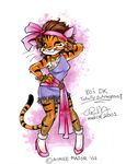  2001 80s aimee aimee_major dancing feline female fingerless_gloves fishnet high_heels socks solo tiger wink 