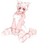  anthro blush breasts canine dog dog_ears doggirl female mammal nipples plain_background sketch solo unknown_artist white_background 