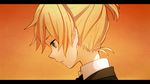  blonde_hair blue_eyes face kagamine_len letterboxed looking_down male_focus orange_(vocaloid) short_ponytail solo tama_(songe) vocaloid 