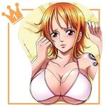  bikini bikini_top blush boa_hancock boobpad breast_mousepad breasts cleavage erect_nipples large_breasts lowres mousepad nami nami_(one_piece) nico_robin nipples one_piece orange_hair smile swimsuit tattoo 