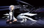  beatless between_legs bodysuit choker grey_eyes hand_between_legs leicia low_wings md5_mismatch redjuice short_hair sitting solo white_hair wings 