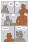  artdecade bear bed bedroom big_muscles canine comic english_text erection gay grizzly_bear male mammal masturbation muscles only_if_you_kiss penis text uncut what wolf 