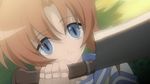  bandaid blue_eyes brown_eyes dutch_angle hands hatchet higurashi_no_naku_koro_ni looking_at_viewer nose_hatchet ryuuguu_rena screencap short_hair slit_pupils smile solo weapon 