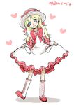  ashita_no_nadja blonde_hair blush boots bow dress dress_lift face hat heart highres knee_boots nadja_applefield sketch smile solo yoekosukii 