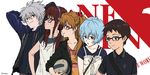  3girls ayanami_rei bespectacled casual fashion glasses hiramatsu_tadashi ikari_shinji makinami_mari_illustrious multiple_boys multiple_girls nagisa_kaworu neon_genesis_evangelion nerv official_art rebuild_of_evangelion shikinami_asuka_langley souryuu_asuka_langley 