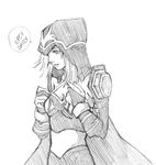  ashe_(league_of_legends) greyscale league_of_legends monochrome solo traditional_media 