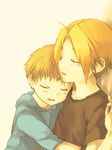  alphonse_elric bad_id bad_pixiv_id blonde_hair brothers closed_eyes edward_elric fullmetal_alchemist highres kazi male_focus multiple_boys open_mouth saliva siblings sleeping younger 