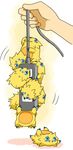  bug cable electric_socket fallen_down gen_5_pokemon hands holding joltik lying motion_lines on_back pokemon pokemon_(creature) pokemon_(game) pokemon_bw simple_background spider too_many yellow_background 