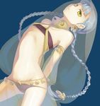  bad_id bad_pixiv_id blue_hair braid chito04 earrings flat_chest highres jewelry long_hair lowleg original panties simple_background solo twin_braids underwear yellow_eyes 