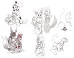  anthro anus breasts chest_tuft dickgirl eeveelution espeon evangeline_fate female fur greyscale hair hi_res intersex long_ears long_hair melting monochrome nintendo oviposition penis plain_background pointing pok&#233;mon pok&#233;morph pok&eacute;mon pregnant purplekecleon pussy sitting sketch smile spot_color tail trellia tuft video_games white_background 