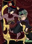  2boys alois_trancy blush child ciel_phantomhive earrings eyepatch hat highres jewelry kuroshitsuji male male_focus multiple_boys shota top_hat 