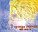  crossover dragon_ball dragon_ball_z fusion homer_simpson necktie solo spongebob_squarepants spongebob_squarepants_(character) super_saiyan_3 the_simpsons 