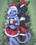  :3 abluedeer blue_eyes candy_cane christmas_tree couple cute espeon female gift hat nibble pok&eacute;mon pok&eacute;morph santa santa_hat skimpy skirt umbreon xmas yellow_eyes 