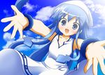  blue_eyes blue_hair fumio ikamusume shinryaku!_ikamusume sky 