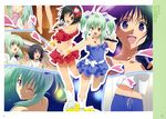 absurdres antenna_hair black_eyes black_hair boots feet green_hair highres kirisaki_kyouko_(toloveru) legs microphone multiple_girls non-web_source one_eye_closed open_mouth pink_eyes pointing run_elsie_jewelria short_twintails to_love-ru twintails 