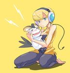  blonde_hair blue_eyes character_request elesa emolga groping gym_leader hug kamitsure_(pokemon) pokemon taichi_(tomo) 