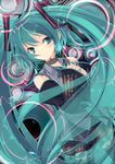  aqua_eyes aqua_hair detached_sleeves earrings hatsune_miku highres jewelry long_hair mayuzaki_yuu nail_polish skirt solo twintails very_long_hair vocaloid 