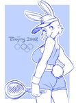  big_breasts breasts fabio_paulino female lagomorph olympics rabbit side_boob solo tennis 