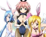  astraea blonde_hair blue_hair bunnygirl ikaros nymph sora_no_otoshimono twintails 