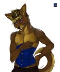  azelyn canine claws crossdressing cute grin looking_at_viewer male piercing purple_eyes solo standing 