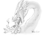  anthro claws dragon drool equine eyes_closed feral hooves horns horse licking necrodrone saliva scalie tongue vore 