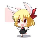  animal_ears ascot blonde_hair blush bunny_ears chibi fang kemonomimi_mode outstretched_arms r_pascal red_eyes rumia short_hair solo spread_arms standing touhou 