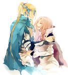  armor blonde_hair cain_highwind cape eyes_closed female final_fantasy final_fantasy_iv final_fantasy_iv_the_after headdress long_hair male mimic_(artist) ponytail robe rosa_farrell 