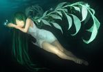  dress green_hair long_hair sandals saya saya_no_uta sleeping solo stealth_tes sundress 