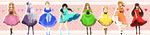  6+girls 8girls axis_powers_hetalia belarus_(hetalia) belgium_(hetalia) black_hair blonde_hair blue_eyes bow brown_eyes brown_hair dress flower green_eyes hair_bow hair_flower hair_ornament hair_ribbon hairclip heart highres human_rainbow hungary_(hetalia) liechtenstein_(hetalia) monaco_(hetalia) multiple_girls ponytail pretty_dresses rainbow rainbow_colours ribbon seychelles_(hetalia) smile taiwan_(hetalia) twintails ukraine_(hetalia) 