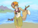  beach bikini canine coconut_shell dancing female fox fursona grass_skirt hawaii island kelly_hamilton kellyfur lei luau seaside skimpy solo 