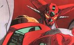  angry bandai_visual character_request drill dynamic_pro getter_robo go_nagai hayama_kenji horns ishikawa_ken mecha metal nagai_gou robot shin_getter-1 shin_getter_robo simple_background simple_backround source_request touei yellow_eyes 